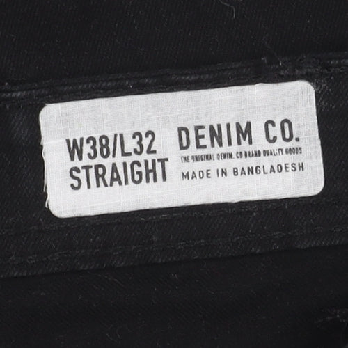 Denim Co. Men's Black Straight Jeans, 38W 32L