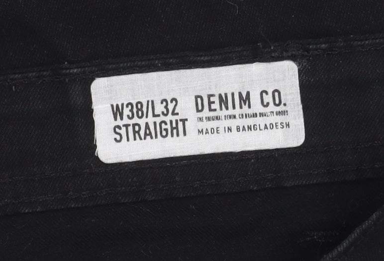 Denim Co. Men's Black Straight Jeans, 38W 32L