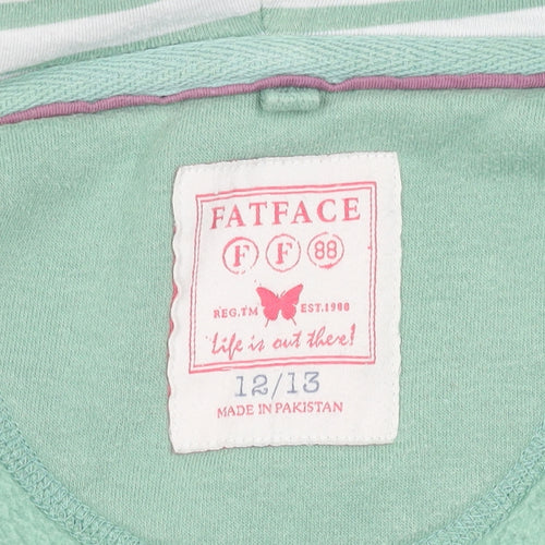 FatFace Girls Green Hooded Jacket, 12-13 Years, Relaxed Fit