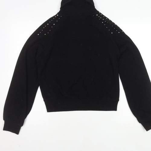 Zara Women's Black Roll Neck Studded Pullover Jumper, Size M