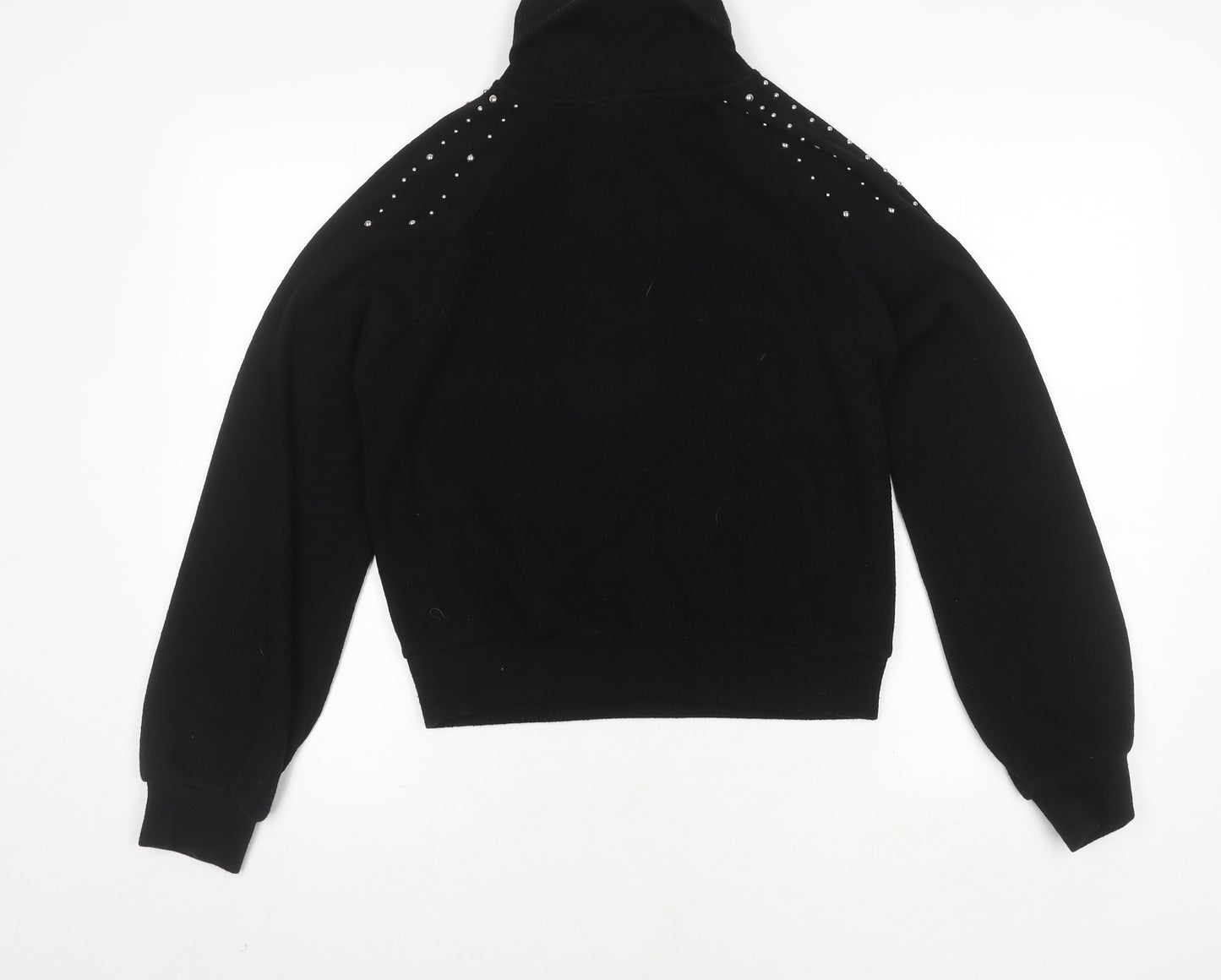 Zara Women's Black Roll Neck Studded Pullover Jumper, Size M