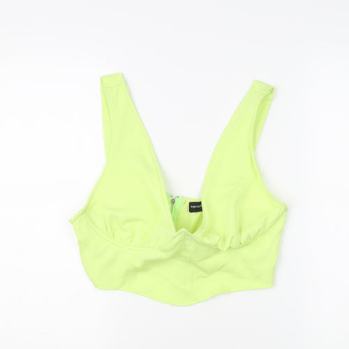 PrettyLittleThing Women’s Green Cropped Top UK 16 V-Neck