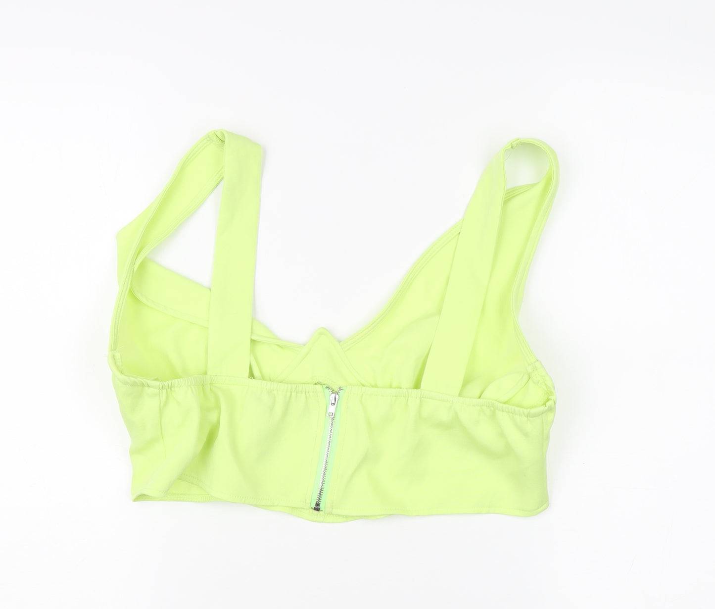 PrettyLittleThing Women’s Green Cropped Top UK 16 V-Neck