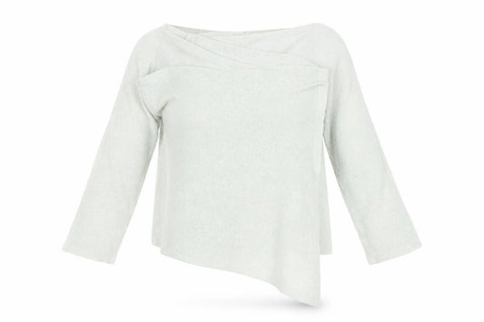 Front view of H&M Women's Ivory Pullover Knit Wrap Over Jumper, size L