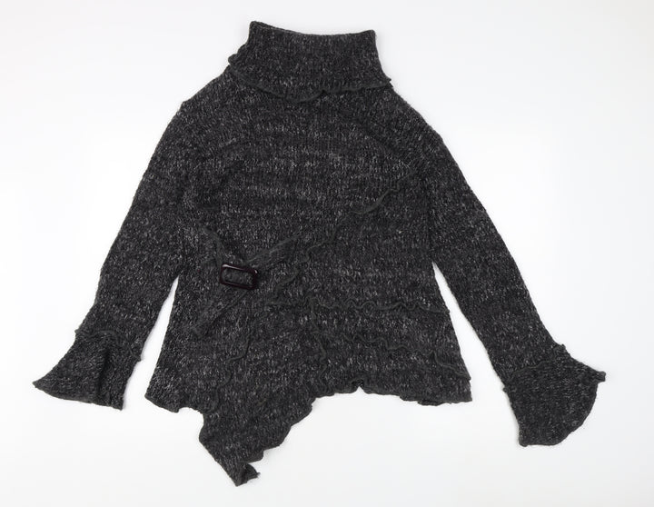 QED London Grey Roll Neck Pullover Women's M Jumper