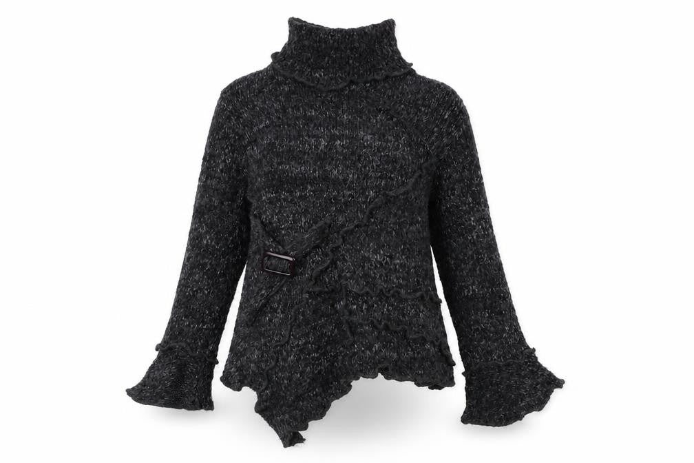 Front view of QED London Grey Roll Neck Pullover Women's M Jumper