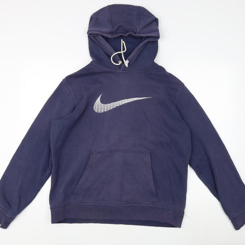 Nike Men's Blue Pullover Hoodie L with Logo