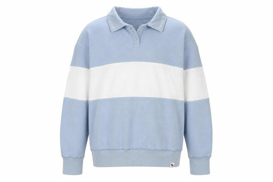 Front view of Abercrombie & Fitch Kids boys’ blue & white sweatshirt, size 13-14