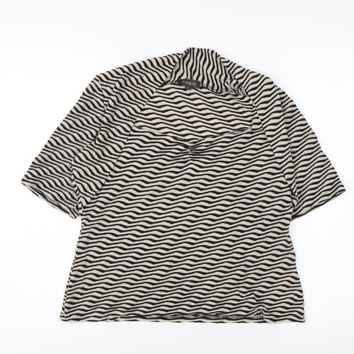 Alexon Women's Black Geometric 3/4 Sleeve Top L