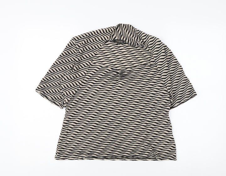 Alexon Women's Black Geometric 3/4 Sleeve Top L