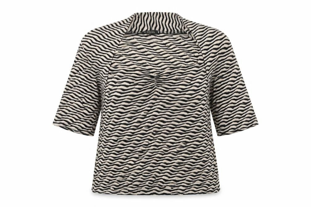 Front view of Alexon Women's Black Geometric 3/4 Sleeve Top L