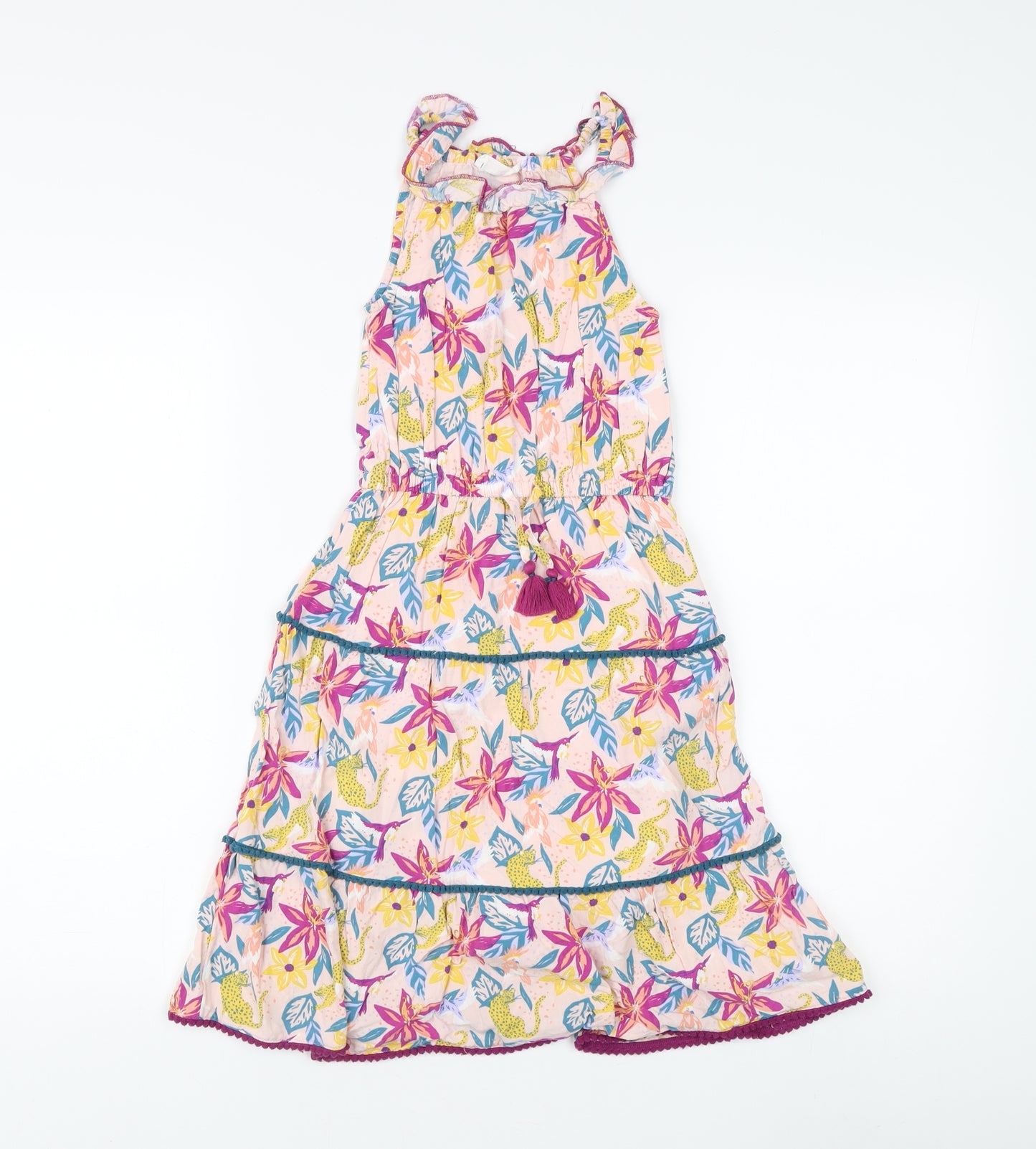 Fat Face Girls Pink Floral A-Line Dress, 6-7 Years
