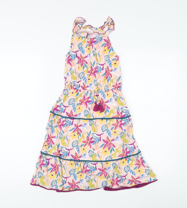 Fat Face Girls Pink Floral A-Line Dress, 6-7 Years