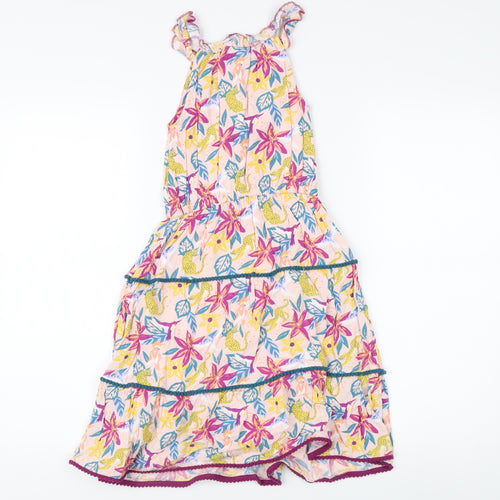 Fat Face Girls Pink Floral A-Line Dress, 6-7 Years