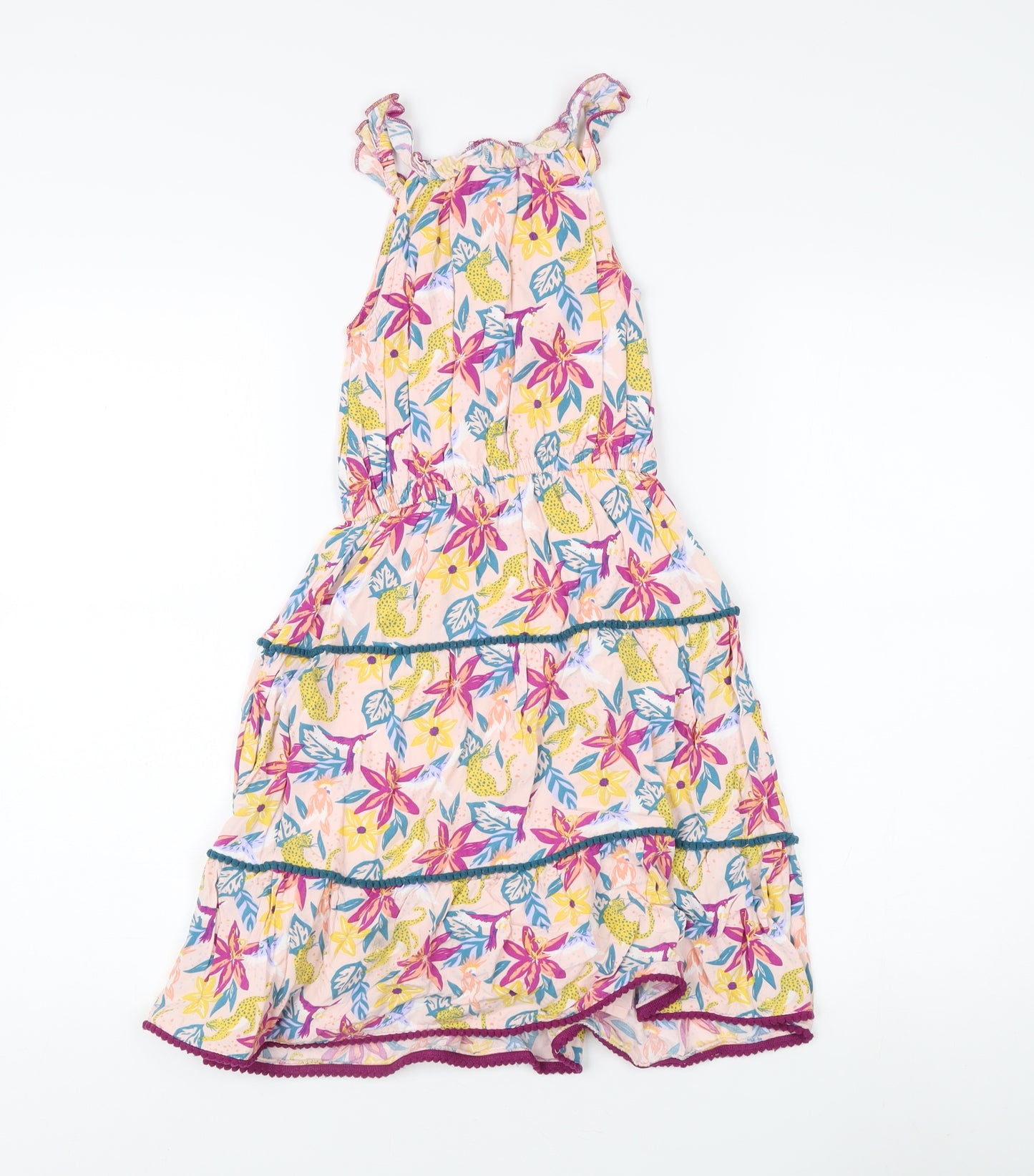 Fat Face Girls Pink Floral A-Line Dress, 6-7 Years