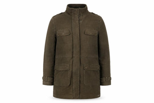 Front view of Whistles unisex green military jacket, size 10