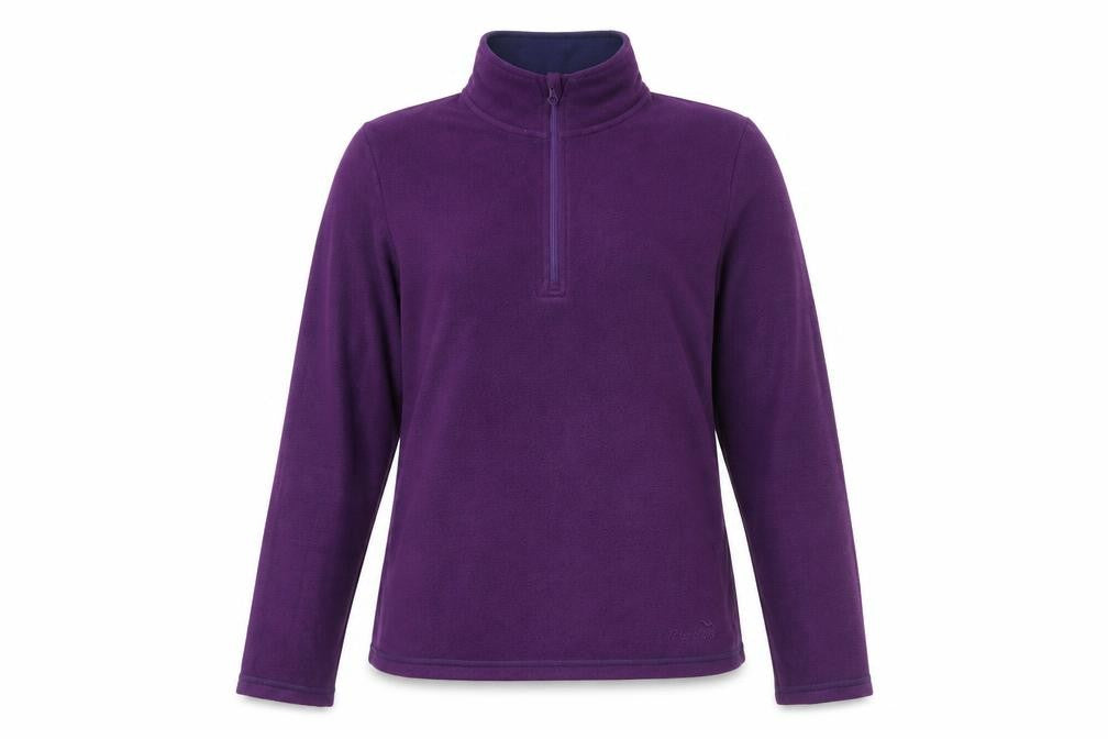 Front view of Peter Storm Women's Purple 1/2 Zip Sweatshirt, size 10