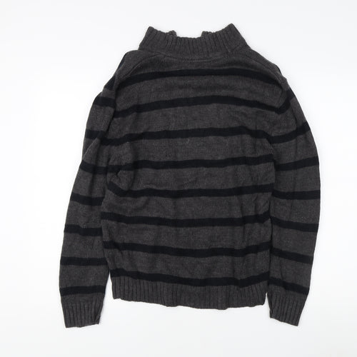 Pierre Cardin Men's Grey Striped Pullover Jumper, S