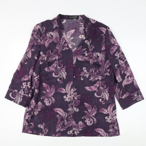 Jacques Vert Women's Purple Floral Wool Blouse UK 14