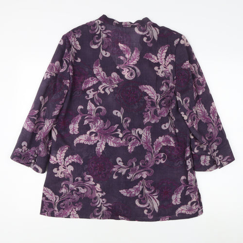 Jacques Vert Women's Purple Floral Wool Blouse UK 14