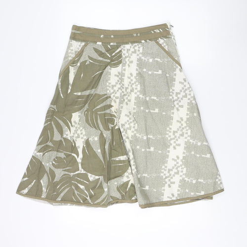 Fat Face Women's Green Floral A-Line Skirt, Size 8