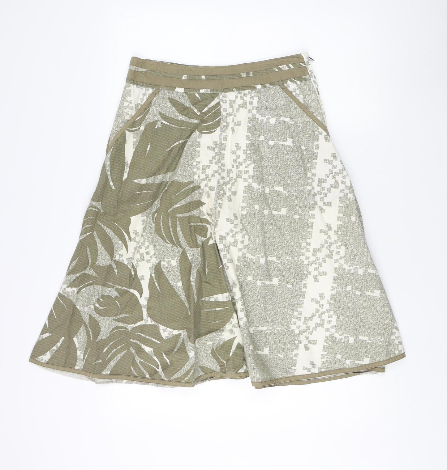 Fat Face Women's Green Floral A-Line Skirt, Size 8