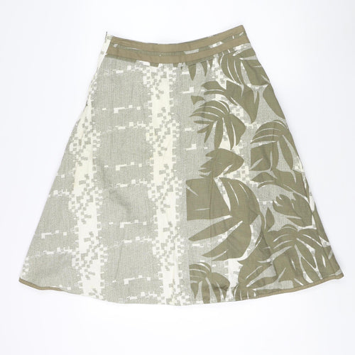 Fat Face Women's Green Floral A-Line Skirt, Size 8