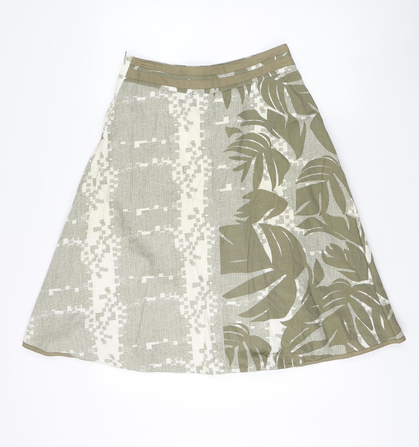 Fat Face Women's Green Floral A-Line Skirt, Size 8