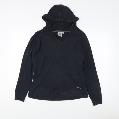 Tog 24 Women's Black Cotton V-Neck Hoodie, Size 12