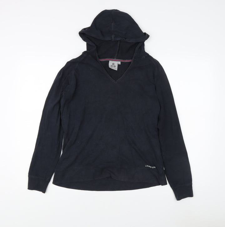 Tog 24 Women's Black Cotton V-Neck Hoodie, Size 12