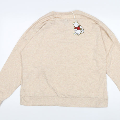 Disney Women Beige Pullover Sweatshirt Size S 10-12 Winnie the Pooh