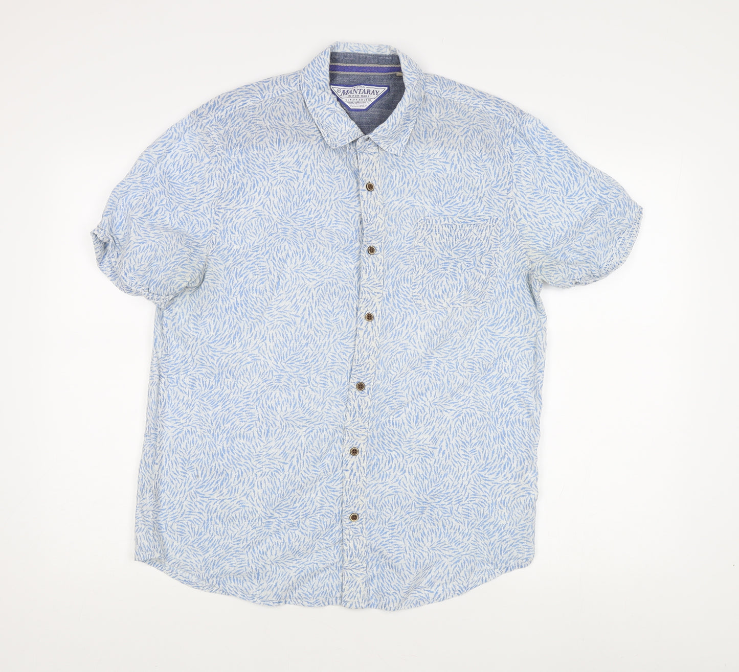 Mantaray Men's Blue Floral Button-Up Shirt