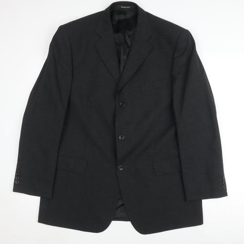 Balmain Men's Black Wool Jacket Size 42 Regular Fit