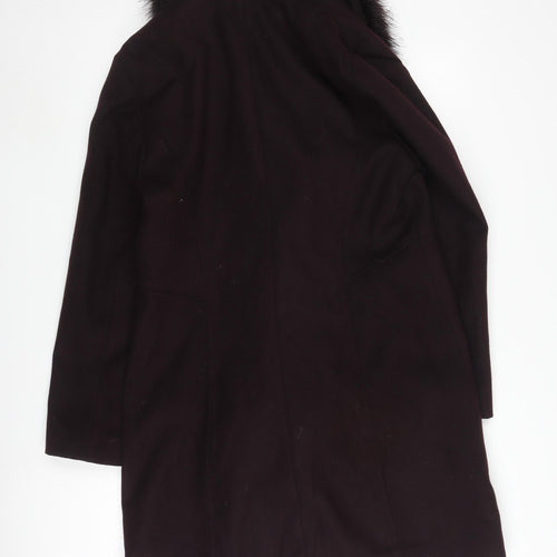 Debenhams Women's Black Fur Trim Long Coat Size 16