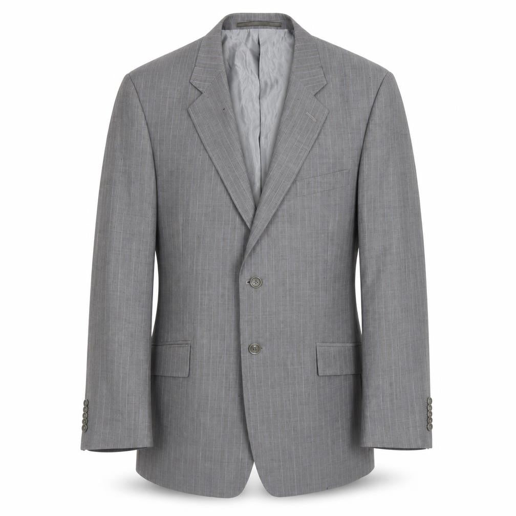 Front view of Linea Men's Grey Striped Blazer, size 42R
