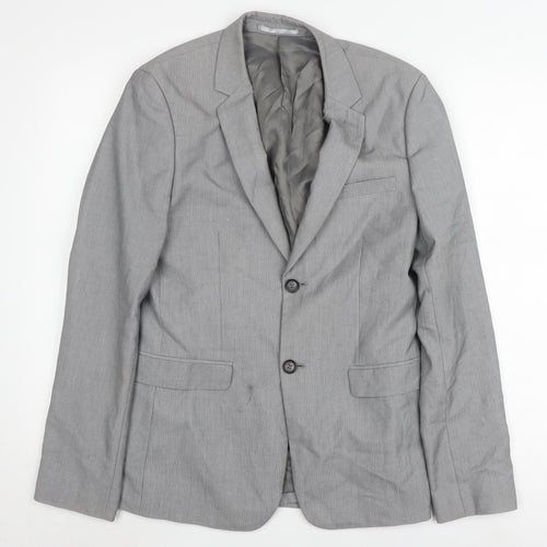 Topman Men's Grey Blazer, Size 36, Single-Breasted