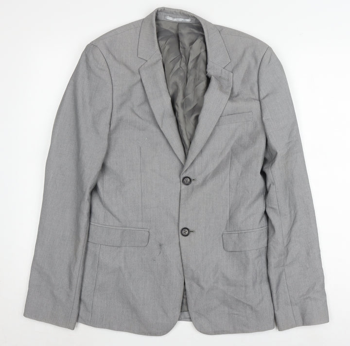 Topman Men's Grey Blazer, Size 36, Single-Breasted