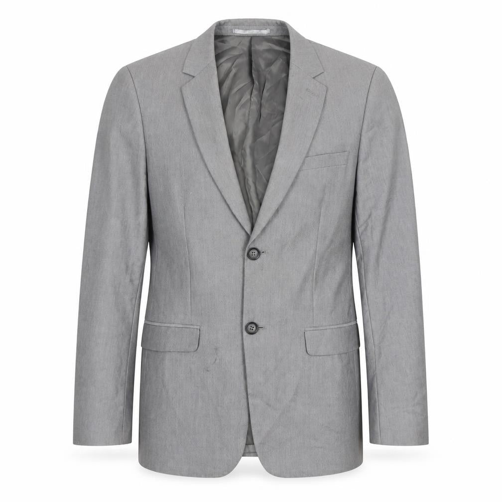 Front view of Topman Men's Grey Blazer, size 36, Single-Breasted
