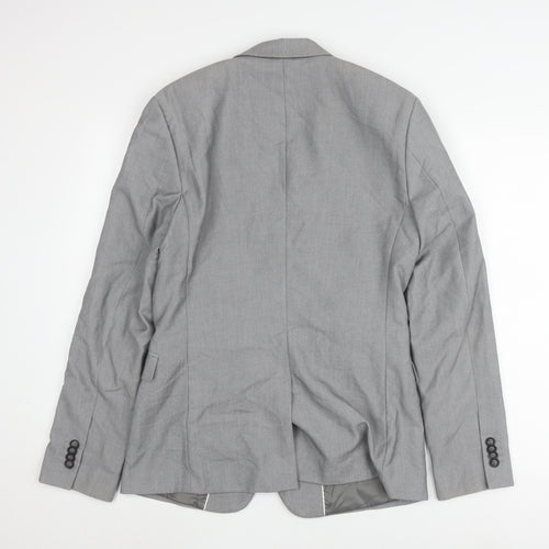 Topman Men's Grey Blazer, Size 36, Single-Breasted