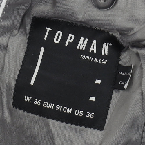 Topman Men's Grey Blazer, Size 36, Single-Breasted