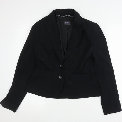 Marks and Spencer Women's Black Blazer Size 10 Long Sleeve