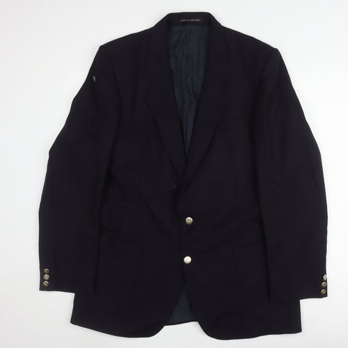 The Label Men's Blue Wool Blazer 44L Single-Breasted