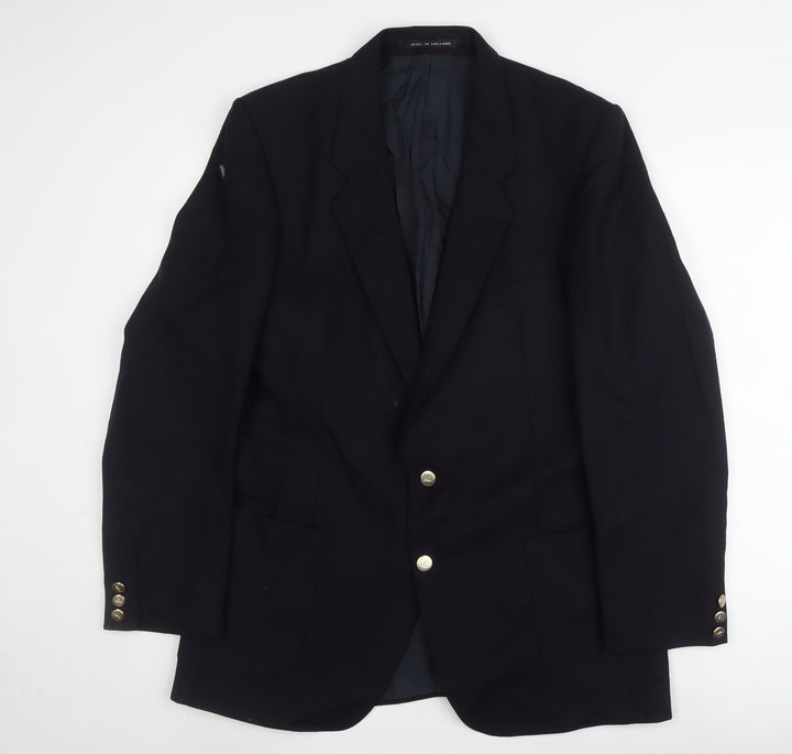 The Label Men's Blue Wool Blazer 44L Single-Breasted