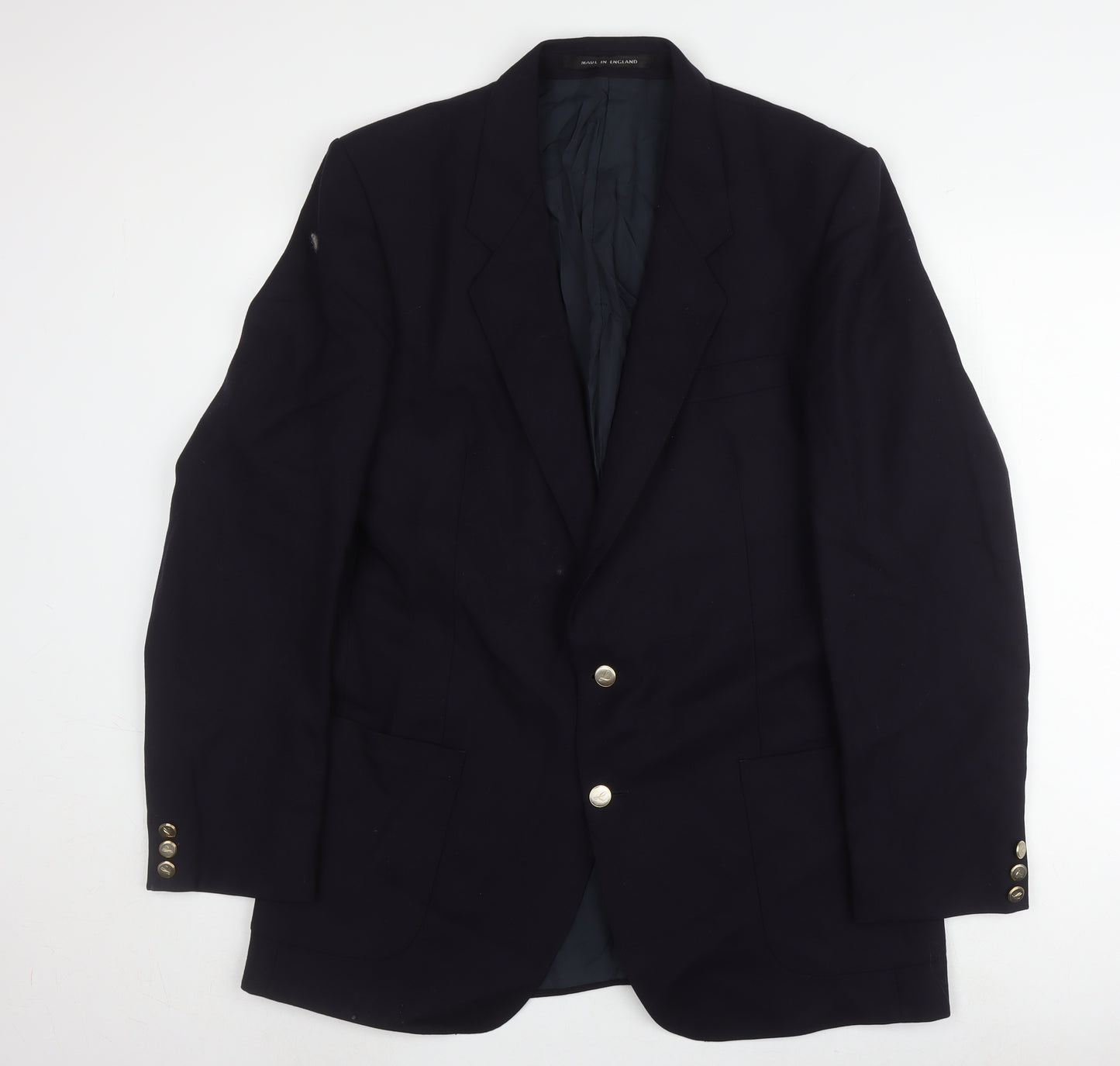 The Label Men's Blue Wool Blazer 44L Single-Breasted