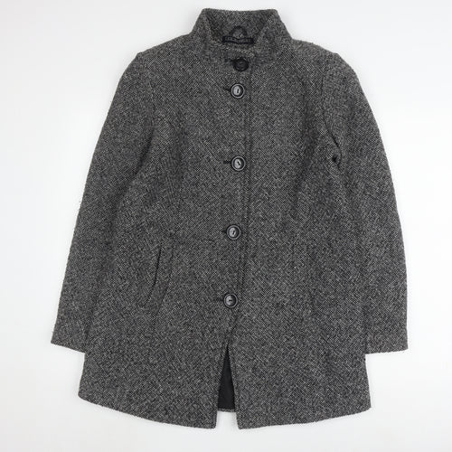 Classics Women's Black Herringbone Overcoat Size 10