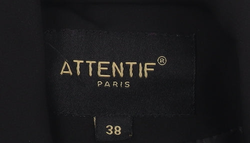 ATTENTIF Women's Black Double-Breasted Jacket Size 10