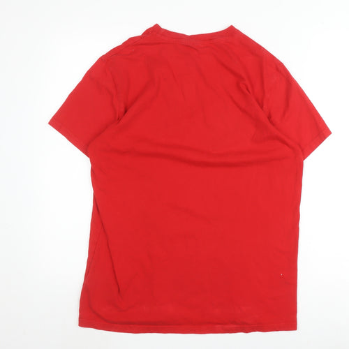McKenzie Men's Red Graphic Print Cotton T-Shirt Medium