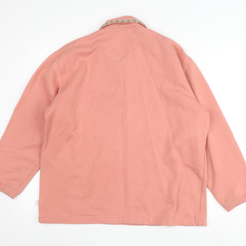 Country Rose Pink Henley Sweatshirt, Floral, L
