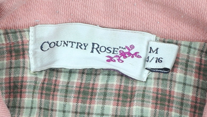 Country Rose Pink Henley Sweatshirt, Floral, L