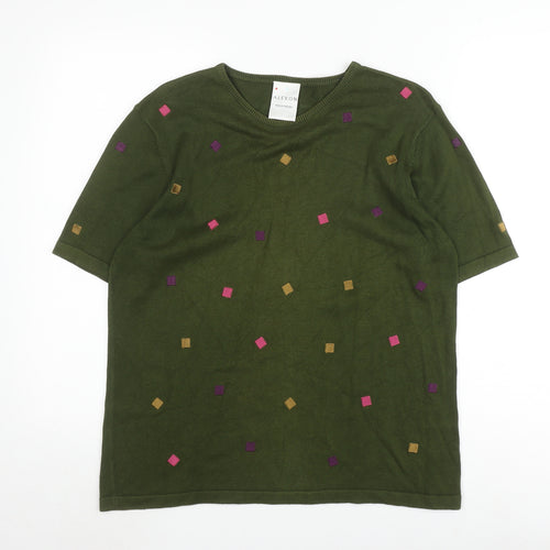 Alexon Women's Green Embroidered Jumper Medium